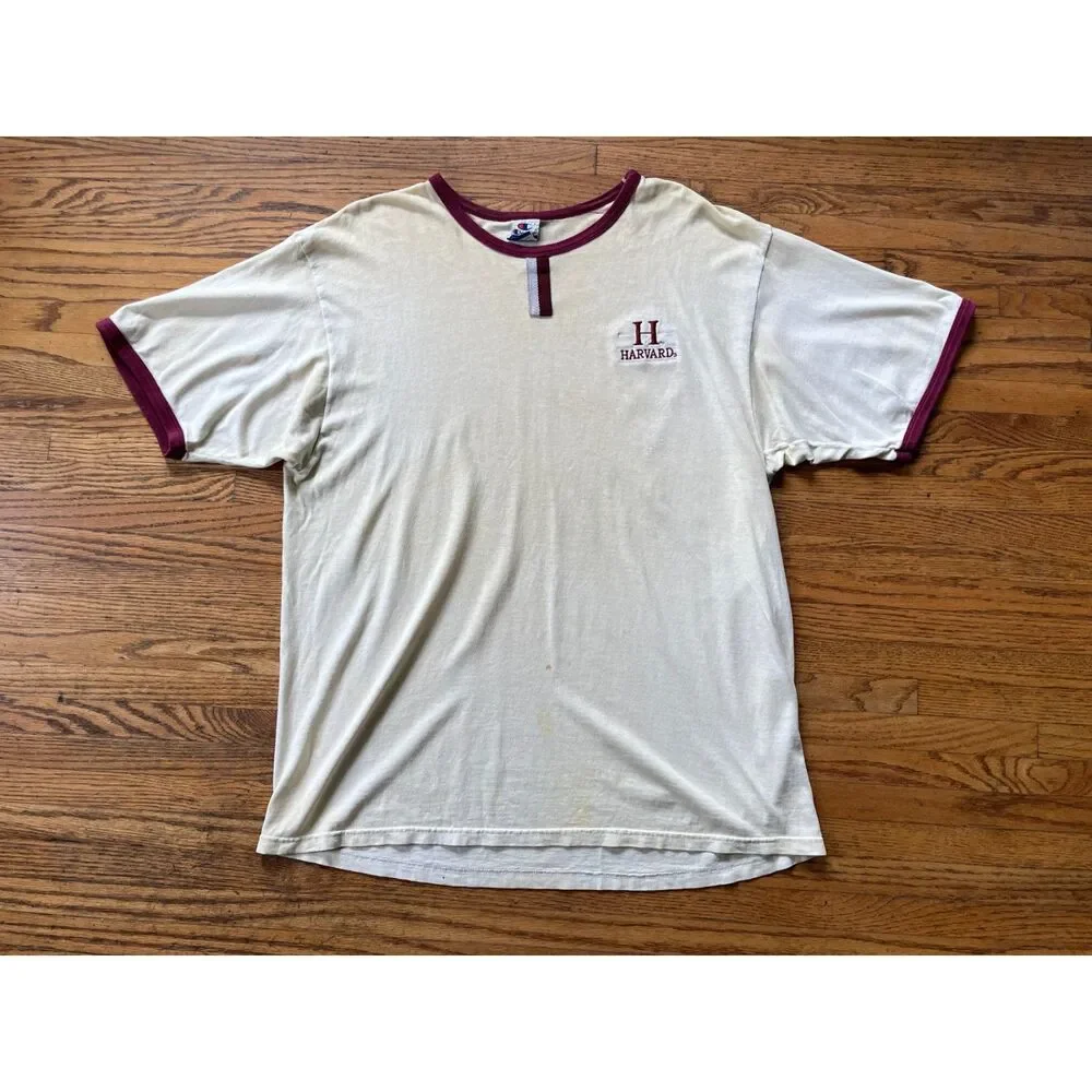 Vintage Harvard Champion Cream Y2K Crewcut T Shirt Tee Top  Mens Size XL - Picture 3 of 13